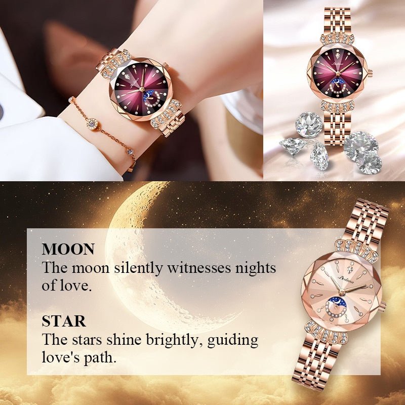🔥Women's Fashionable Diamond Moon Star Watch