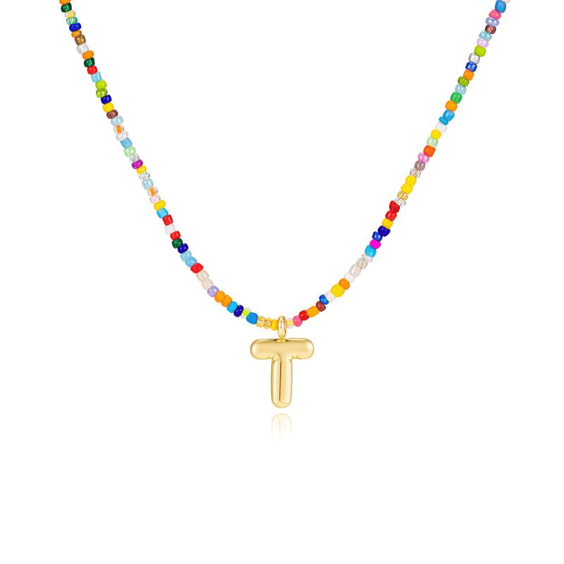 💜 Letter Beaded Necklace for Women🔤A-Z