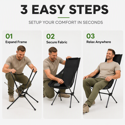 Rock Anywhere Instantly! No-Sag 113kg Foldable Camping Chair