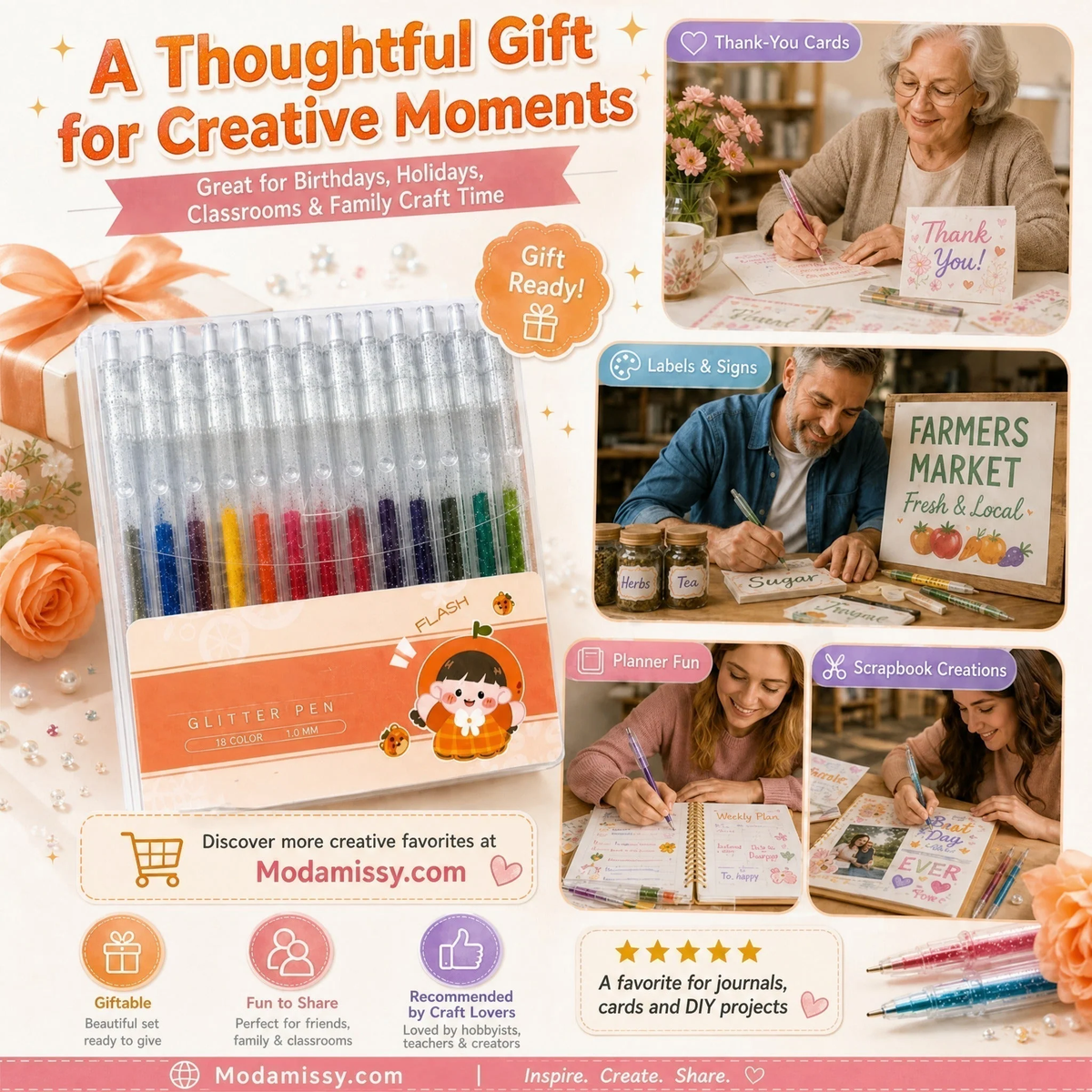🎁Glitter Gel Pen Set – Smooth Writing 🎨