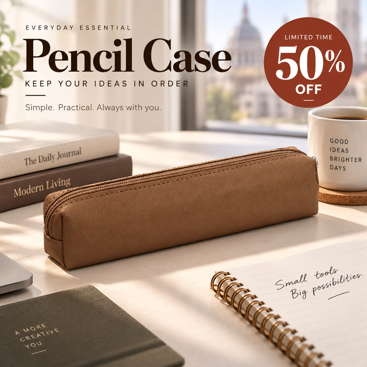 🔥 HOT! Minimalist leather pen case— Water-resistant and easy to clean; perfect for pens, makeup brushes, or small tools! 🖊️✨