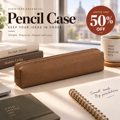🔥 HOT! Minimalist leather pen case— Water-resistant and easy to clean; perfect for pens, makeup brushes, or small tools! 🖊️✨