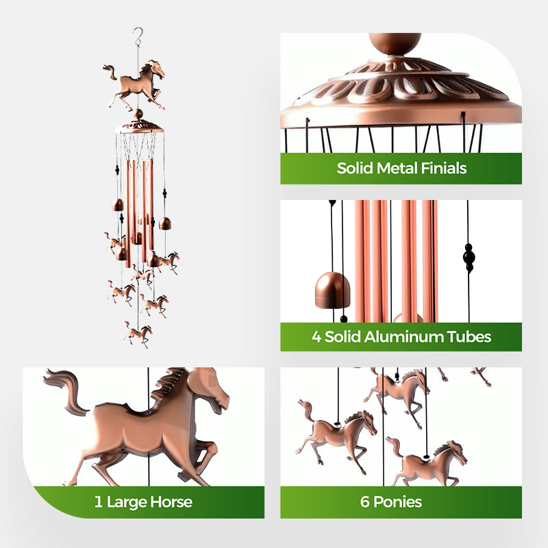 🐎Pure hand-made Copper Horse wind chimes🎐