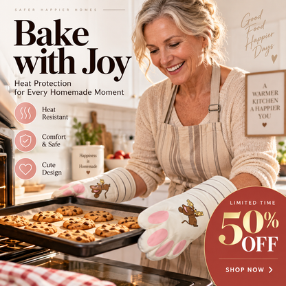 🧤HOT SALE! Baking Oven Mitts – Heat-Resistant Grip per SKU Rating, Soft Lining, For Oven, Air Fryer & Grill Prep! 👩‍🍳✨