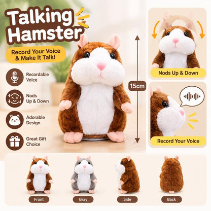 🎄LIMITED-TIME 50% OFF! ⏰Talking Hamster Plush – repeats whatever you say, auto head-shaking, hilarious fun for kids & adults