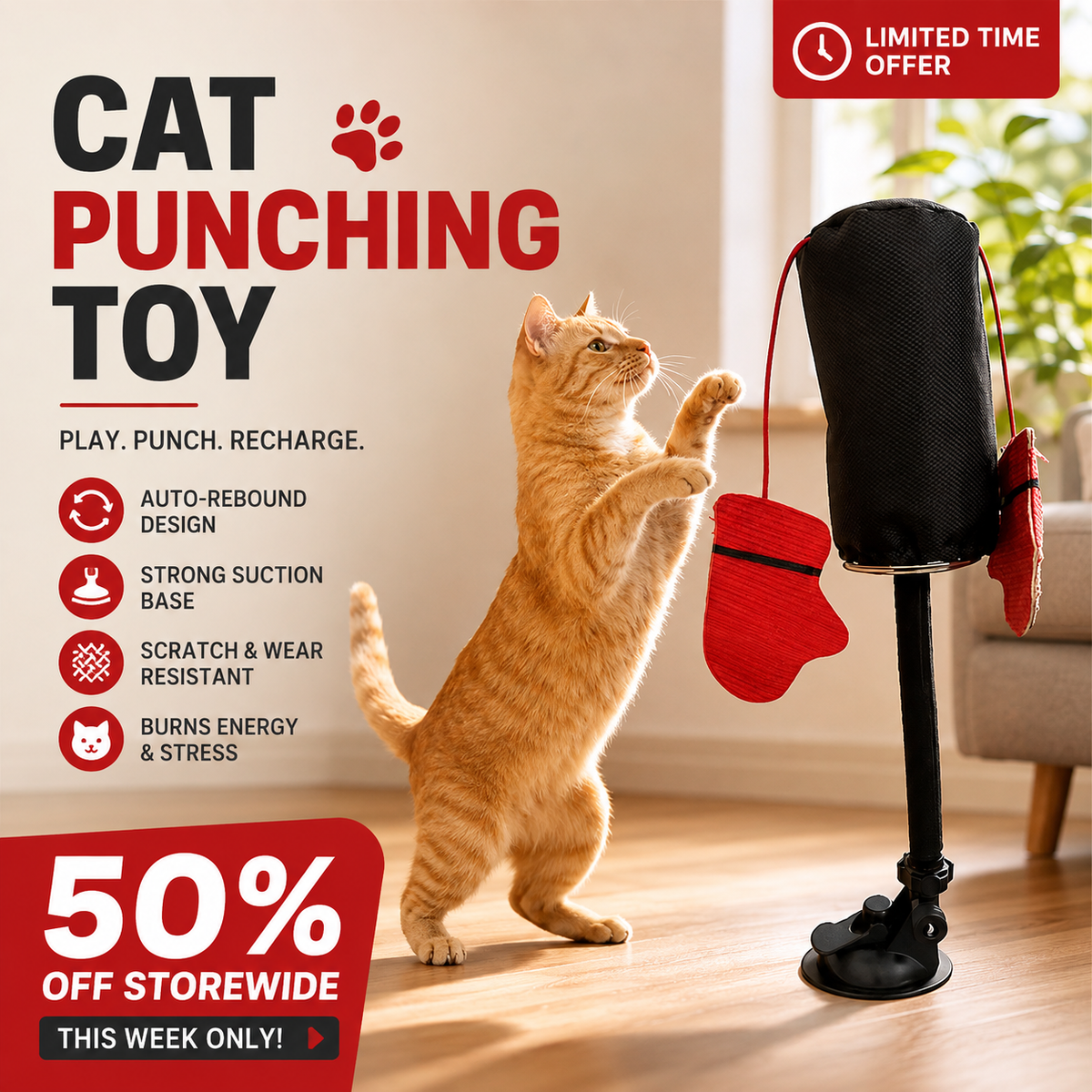 🔥50% OFF! Interactive Cat Punching Bag Toy🐱🥊