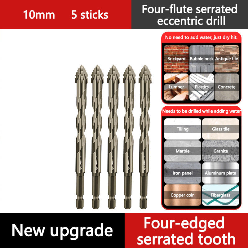 🔥2026 Hot Sale🔥High-Strength 4-Flute Serrated Eccentric Drill Bit Kit - Durable & Versatile for All DIY Projects
