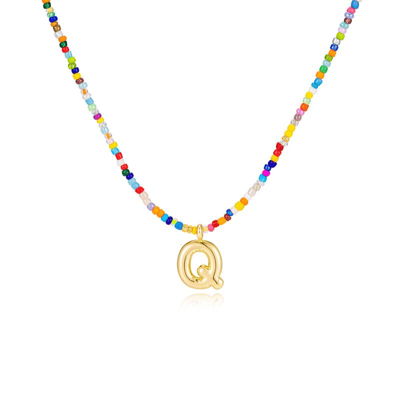 💜 Letter Beaded Necklace for Women🔤A-Z