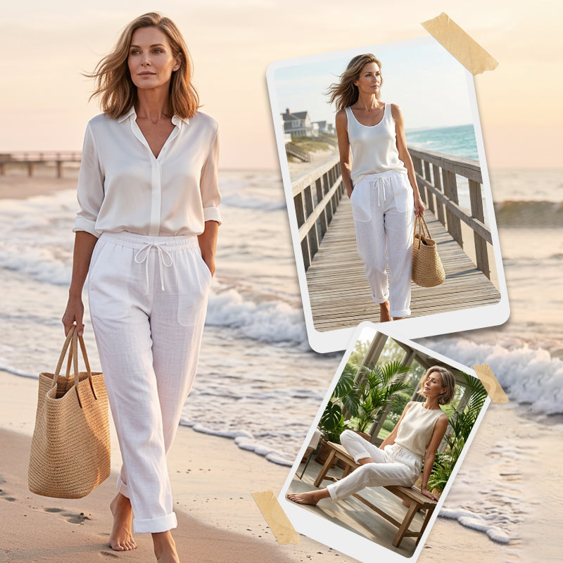 🌸Women's  Elastic Waist Cotton Linen Casual Pants