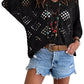✨Womens Bohemian-Inspired Beige Crochet Top with V-Neck