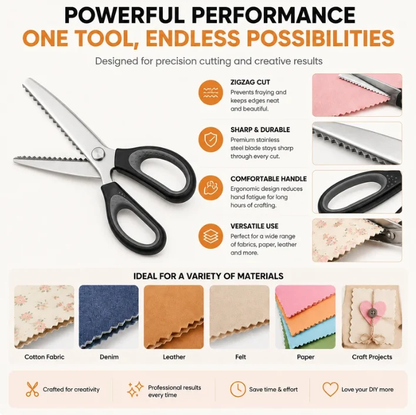 Stainless Steel Pinking Shears – 9.1" Zig Zag Fabric Scissors for Sewing, Quilting, Dressmaking & DIY Crafts