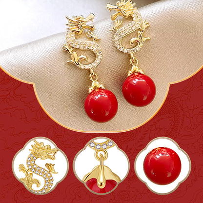 Dragon Hanging Bead Earrings -- （Have one's wishes come true！）