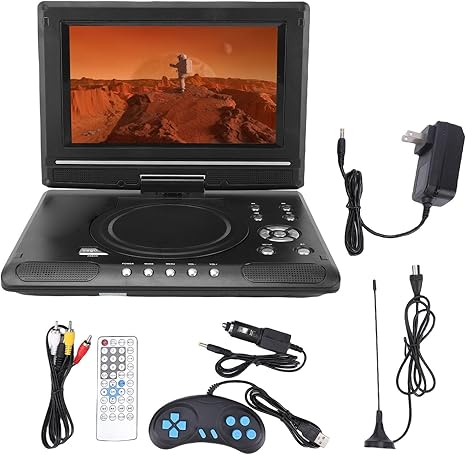 9.8 Inch Portable DVD Player, Full HD 1080P Playback, Swivel Screen, Dual Speakers, Remote Car DVD Player Support USB Input AV Output Multiple Disc Formats, Black (SanpylerFJft-13)
