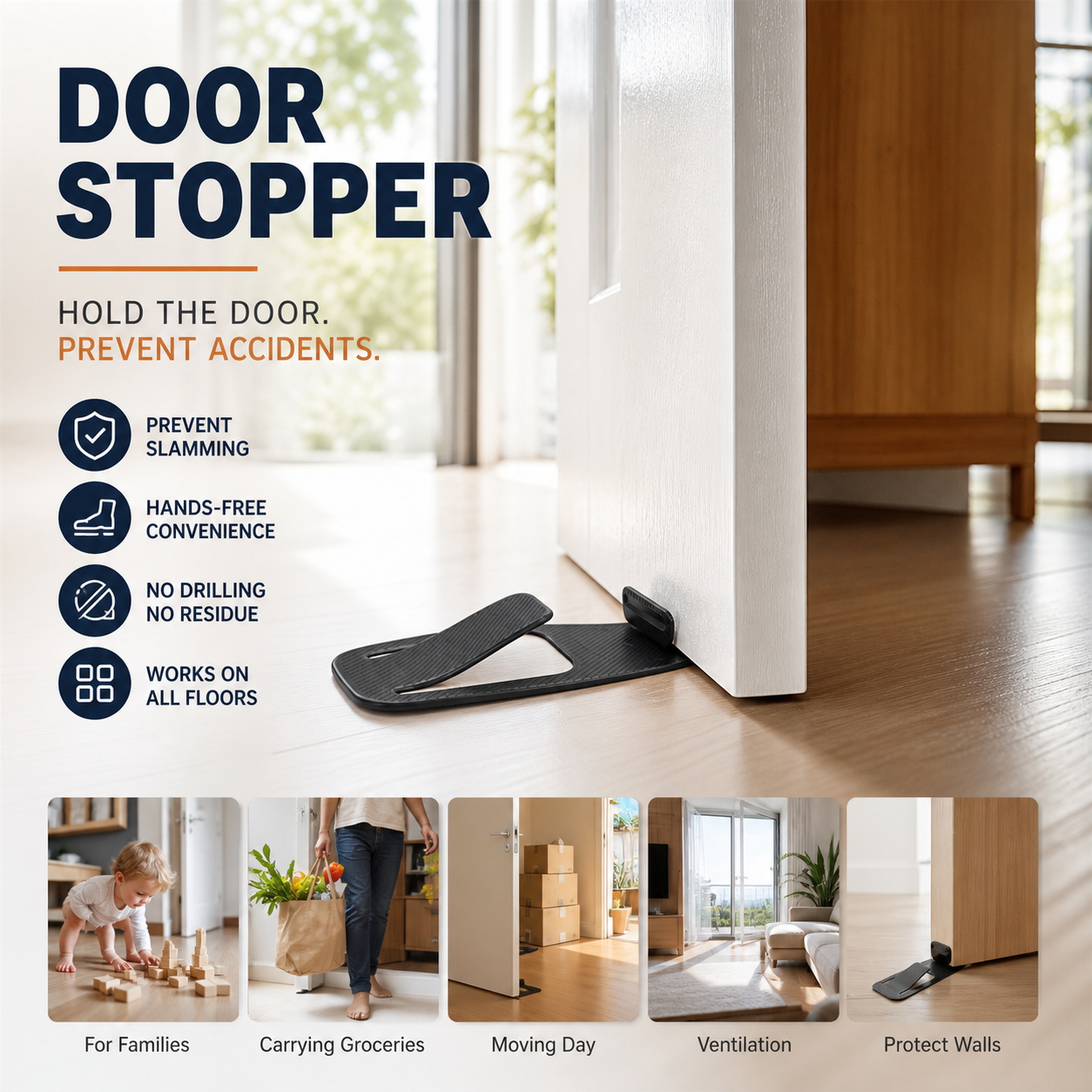 🥳2026 HOT SALE🥳💞50K+ SOLD! 🚪🎁 50% OFF! Door Stopper Protector –  No-drill, residue-free & holds doors open. Safe & simple – stock up & save! 🏠✅
