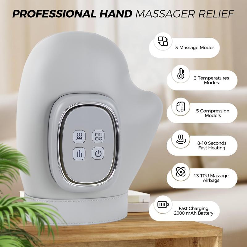 💆 Soothe Tired Hands & Wrists – Air Compression Massager with 3 Modes, 5 Intensities & Auto Timer.