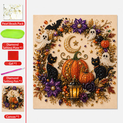 💥 Last Day 50% OFF👻✨50K+ SOLD!🎃 Halloween Pearl Art DIY Kit – No painting skills needed, just match & place pearls. Create spooky‑cute décor for a cosy autumn home! 🧵🖼️