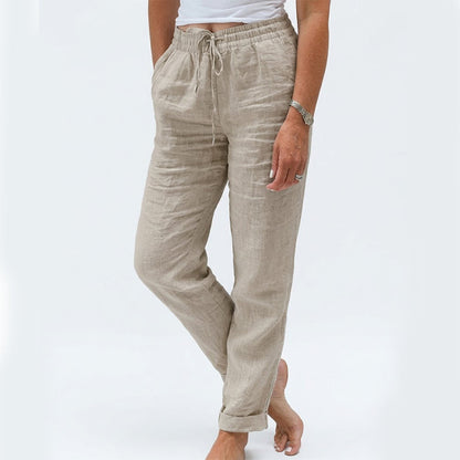 🌸Women's  Elastic Waist Cotton Linen Casual Pants