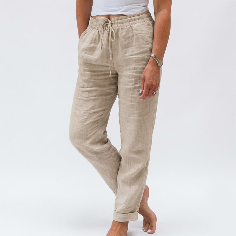 🌸Women's  Elastic Waist Cotton Linen Casual Pants