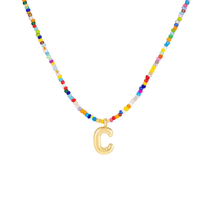 💜 Letter Beaded Necklace for Women🔤A-Z