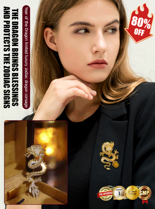 Luxurious Golden Zodiac Dragon Corsage