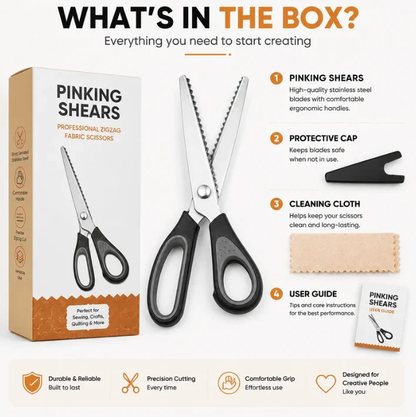 Stainless Steel Pinking Shears – 9.1" Zig Zag Fabric Scissors for Sewing, Quilting, Dressmaking & DIY Crafts