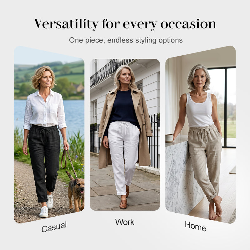 🌸Women's  Elastic Waist Cotton Linen Casual Pants