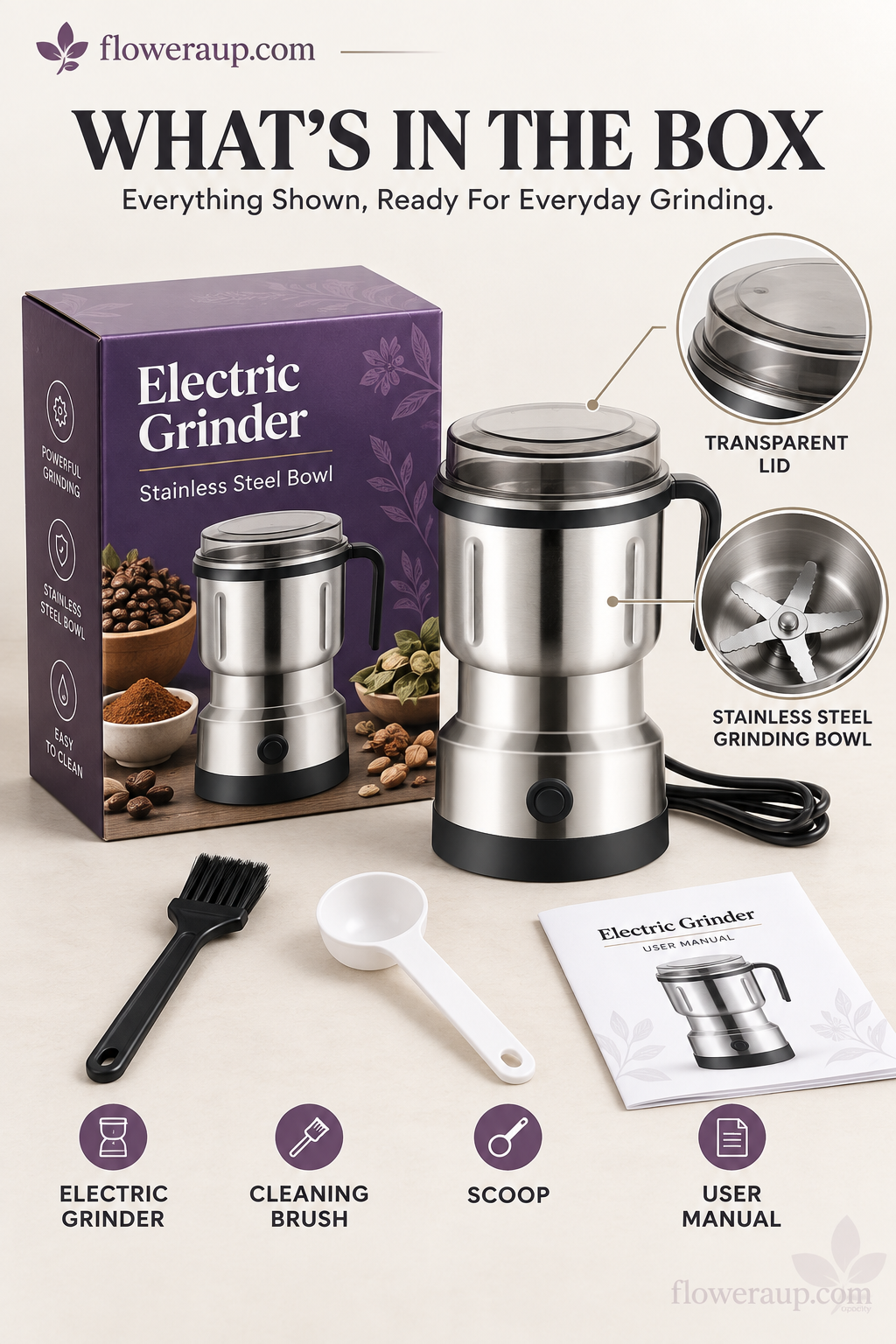 🔥NEW YEAR SALE!!⚡50K+ SOLD!💝Multifunctional Electric Grinder – For Coffee, Spices & Herbs, Powerful & Fast Grind🔥