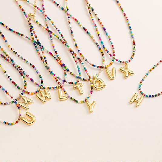 💜 Letter Beaded Necklace for Women🔤A-Z