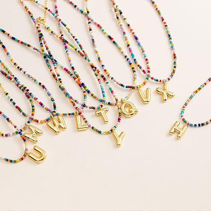 💜 Letter Beaded Necklace for Women🔤A-Z