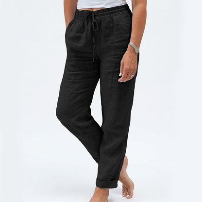 🌸Women's  Elastic Waist Cotton Linen Casual Pants