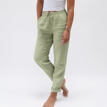 🌸Women's  Elastic Waist Cotton Linen Casual Pants