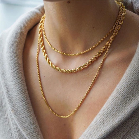 Layered Gold Twist Rope Necklaces & Bracelets