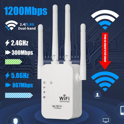 ⏳Time-Limited Special⏰ 📶 1200Mbps Dual Band WiFi Extender – Covers 10,000 sq.ft & 50 Devices 🏡