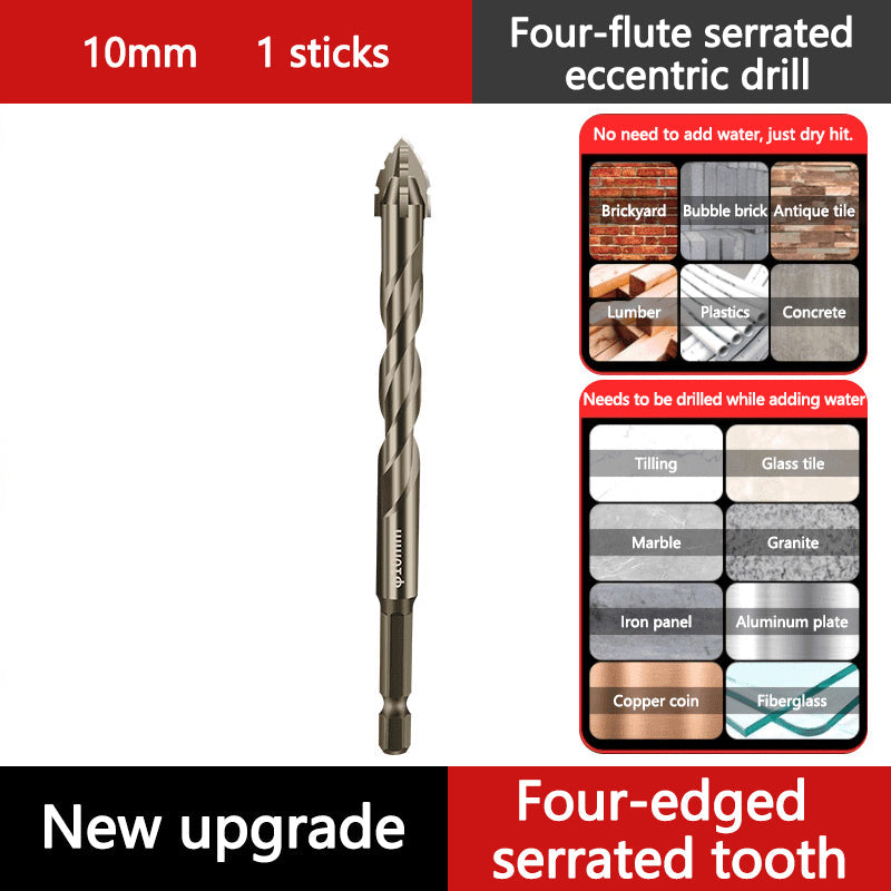 🔥2026 Hot Sale🔥High-Strength 4-Flute Serrated Eccentric Drill Bit Kit - Durable & Versatile for All DIY Projects