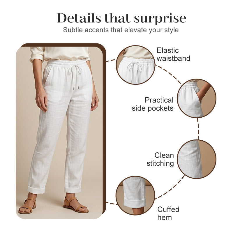🌸Women's  Elastic Waist Cotton Linen Casual Pants