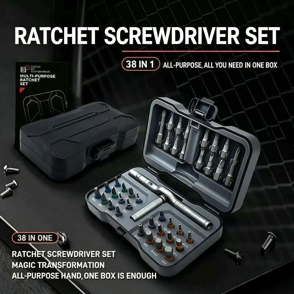 🛠️50% OFF NOW! 24-in-1 Ratchet Screwdriver Set – Magnetic Multi Bits Repair Kit, Compact Portable Ratchet Screwdriver for Home DIY & Equipment Repair FB Short Video Ad Copy