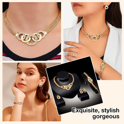 Four-piece luxury sparkling jewelry set-Give free jewelry box