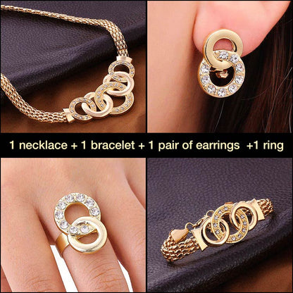 Four-piece luxury sparkling jewelry set-Give free jewelry box