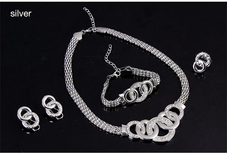 Four-piece luxury sparkling jewelry set-Give free jewelry box