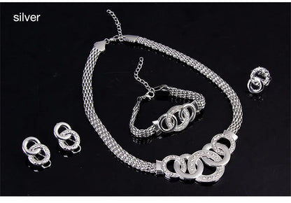 Four-piece luxury sparkling jewelry set-Give free jewelry box