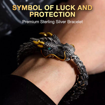 Dragon Head Premium Sterling Silver Bracelet - Bring you fortune and good luck!