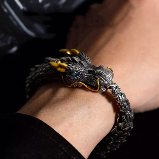 Dragon Head Premium Sterling Silver Bracelet - Bring you fortune and good luck!