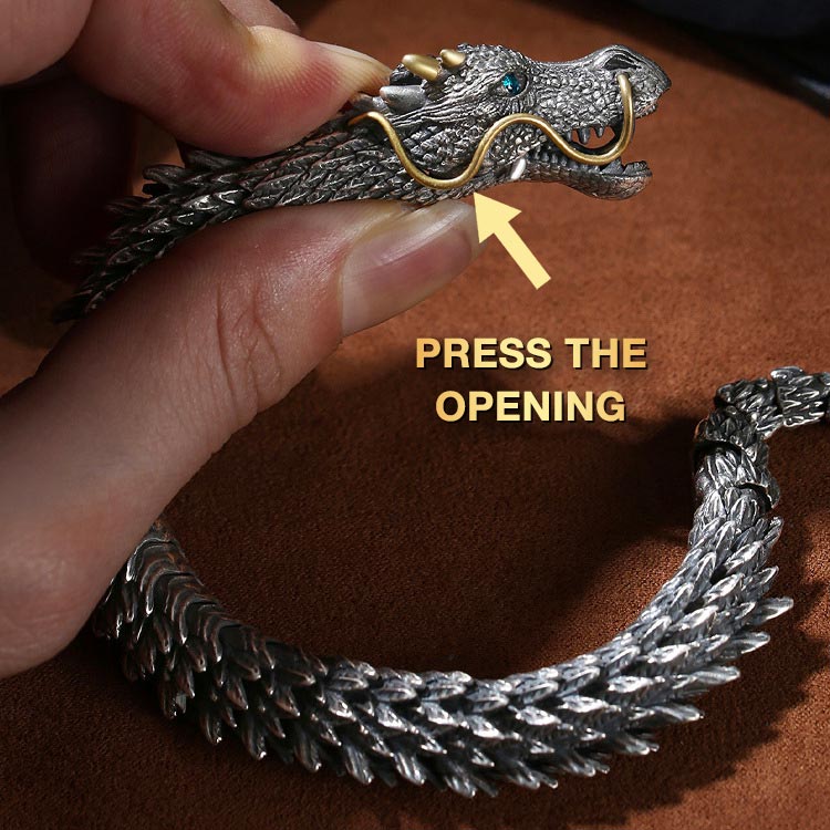 Dragon Head Premium Sterling Silver Bracelet - Bring you fortune and good luck!