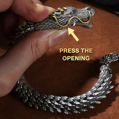 Dragon Head Premium Sterling Silver Bracelet - Bring you fortune and good luck!