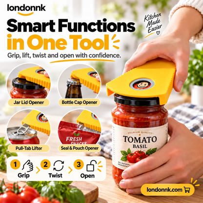 🥳HOT SALE🥳💞50K+ SOLD! Multi-Opener! Opens 6 lid types, non-slip & easy grip. Effortless opening – grab yours! ✅