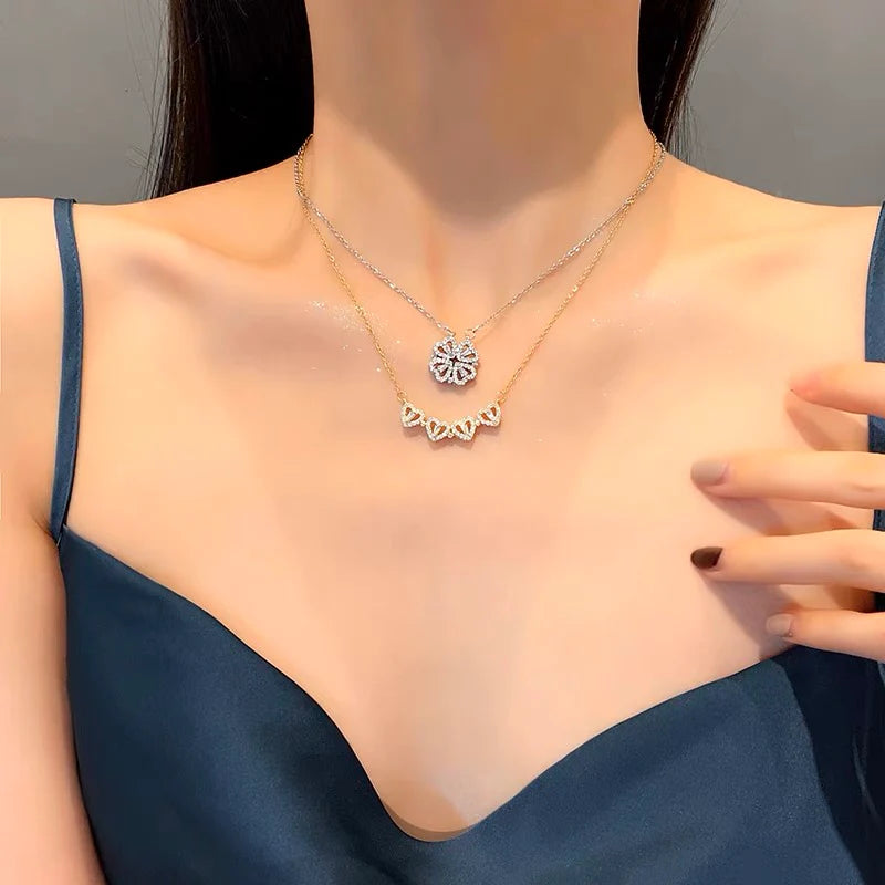 Four Leaf Heart Shape Necklace