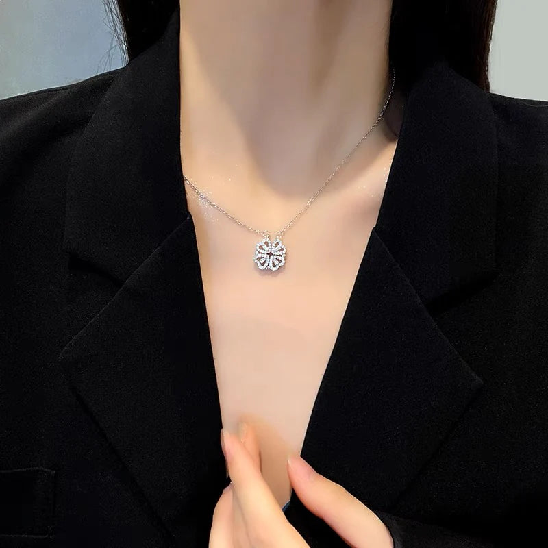 Four Leaf Heart Shape Necklace