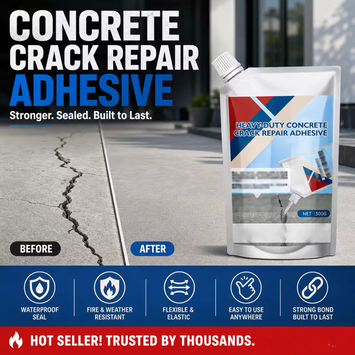 🔥Limited time 50% OFF! 👷‍♂️ Easily repair concrete surfaces! Heavy-Duty Concrete Crack Repair Adhesive
