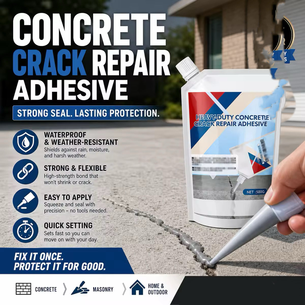 🔥Limited time 50% OFF! 👷‍♂️ Easily repair concrete surfaces! Heavy-Duty Concrete Crack Repair Adhesive