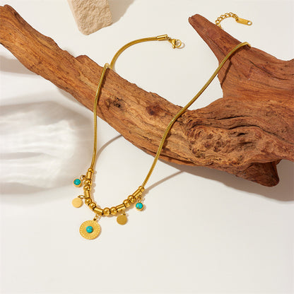 Vintage Turquoise Pendant Necklace & Bracelet & Earrings